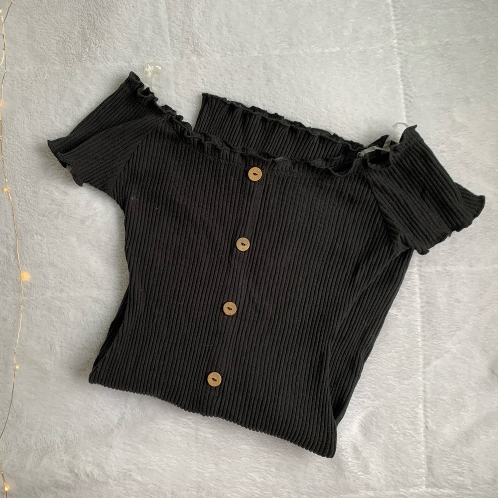 Ribbed off the shoulder dress